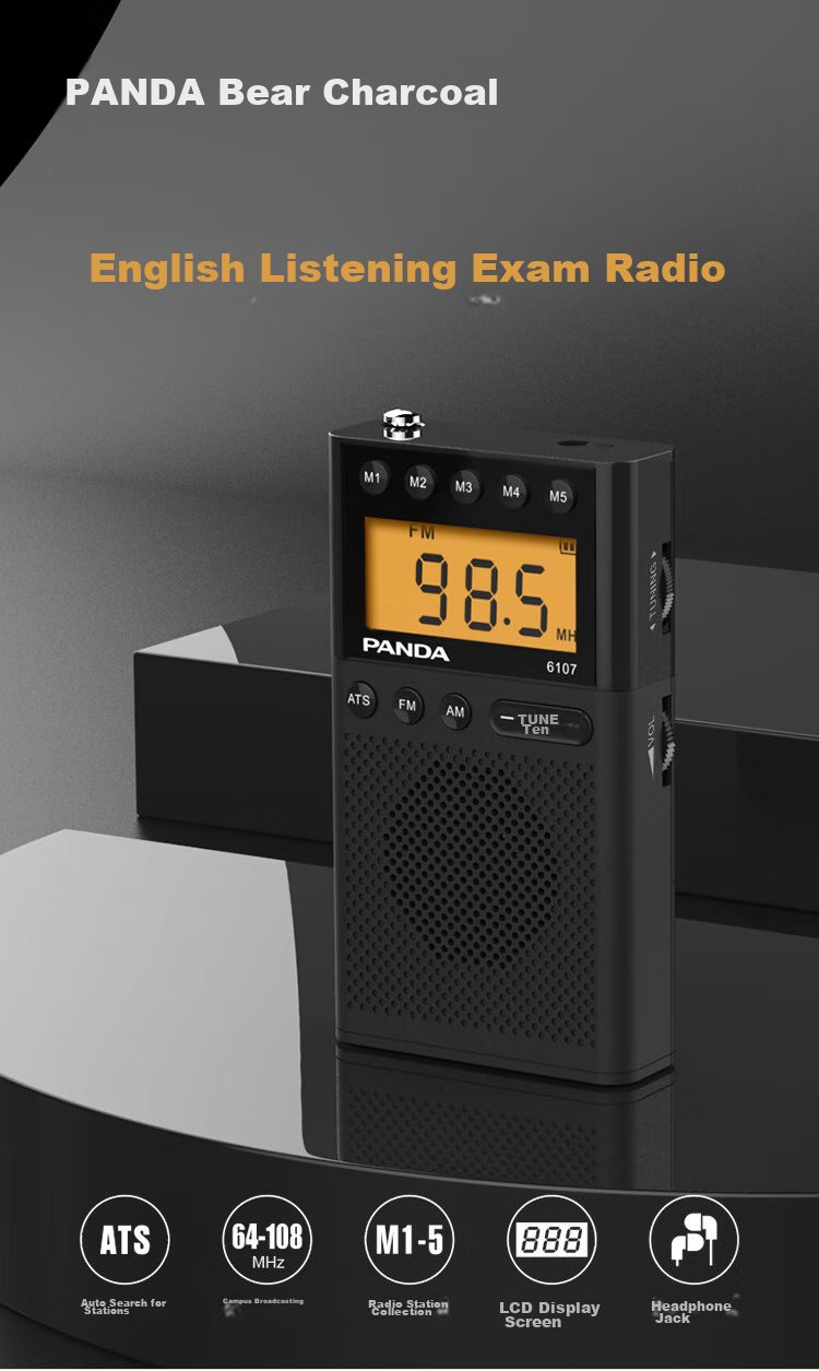 Мини-радио Panda 6107 для прослушивания английского языка, экзаменов, подарка пожилым людям, портативное, с цифровым дисплеем