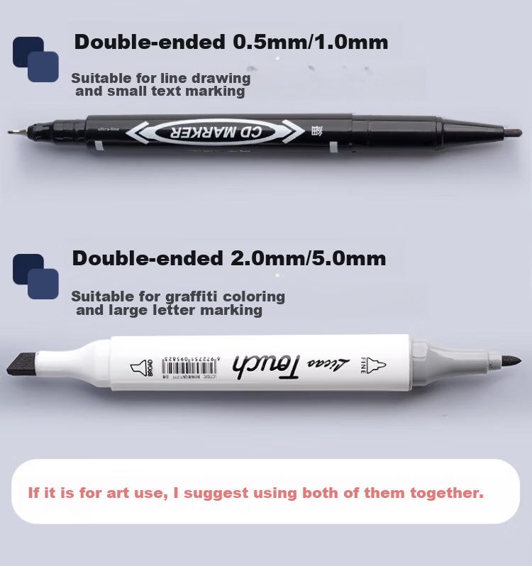 Набор маркеров Licao Dual-Tip, водостойкие, быстросохнущие, для рисования, черчения и подписей, 10 шт., черный