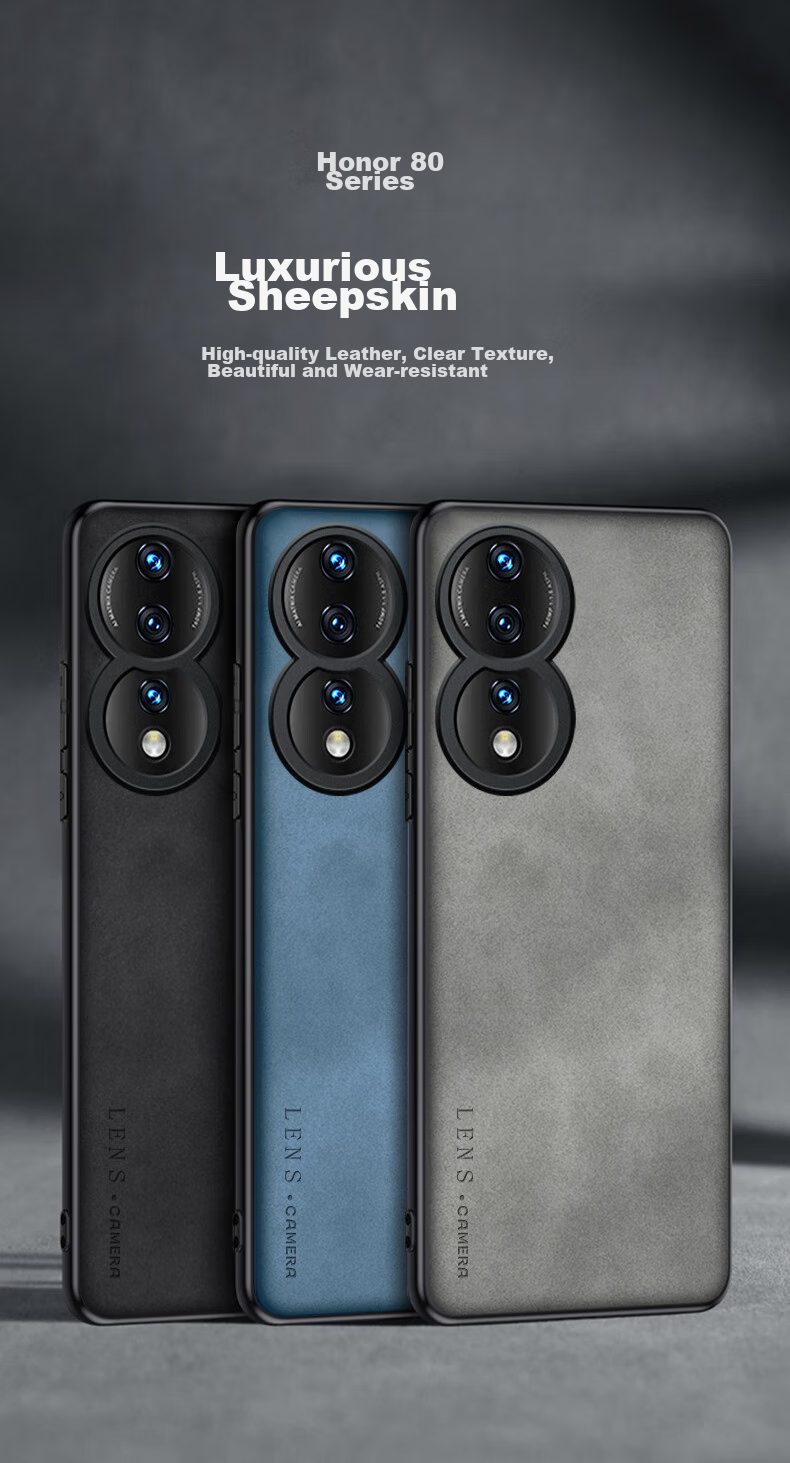 Чехол для телефона SHIYONG, совместимый с Honor 80, элегантный серый, защита объектива, силиконовый мягкий край, противоударный, ультратонкий, кожаная текстура