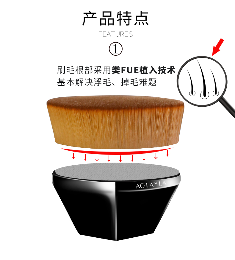 AOLANLA 美国55号粉底刷魔术刷自然无痕化妆刷美妆刷便携扁平粉底液刷替海绵蛋礼盒款（含保护盖） 