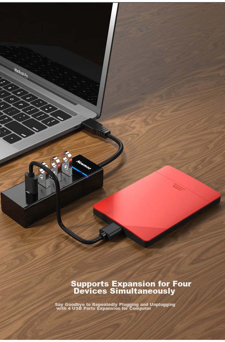 USB-концентратор Newmine USB 3.0, 4 порта, черный