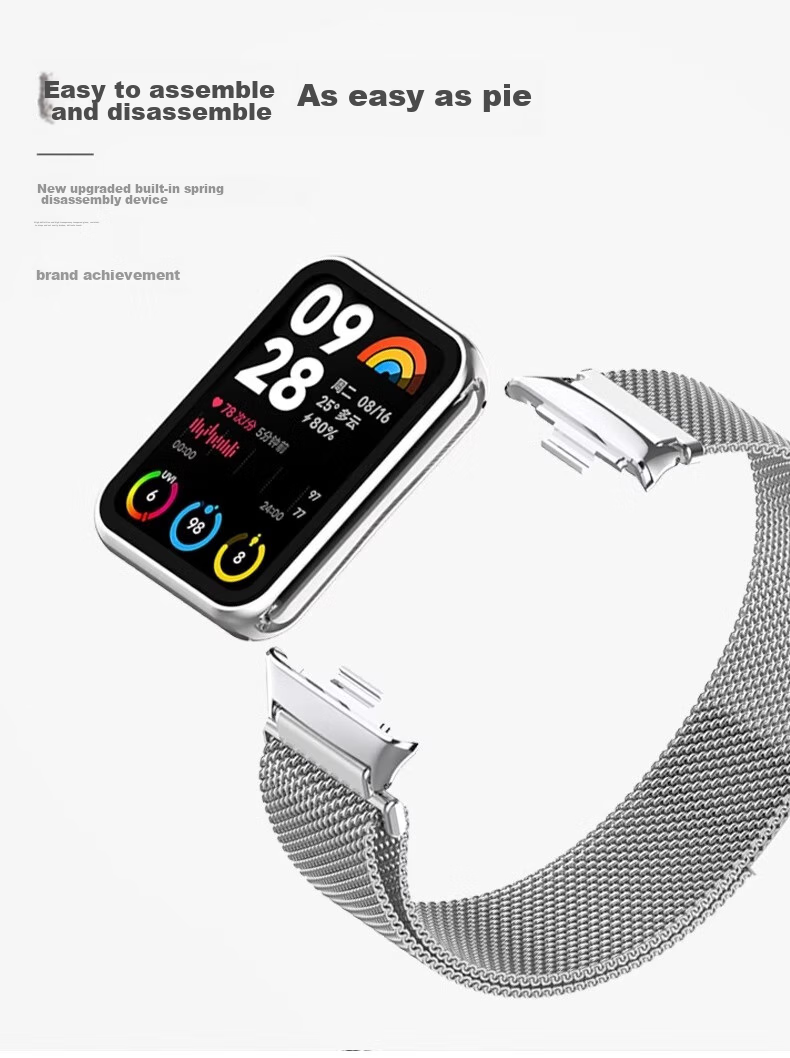 Ремешок CHENSONG для Xiaomi Band 9 Pro/8 Pro, миланский стальной магнитный спортивный унисекс аксессуар