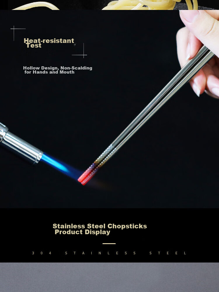 Набор палочек для еды Tangzongkuai из нержавеющей стали 304, auspicious style, 23.5 см, 10 пар, нескользящие, термостойкие, C6337
