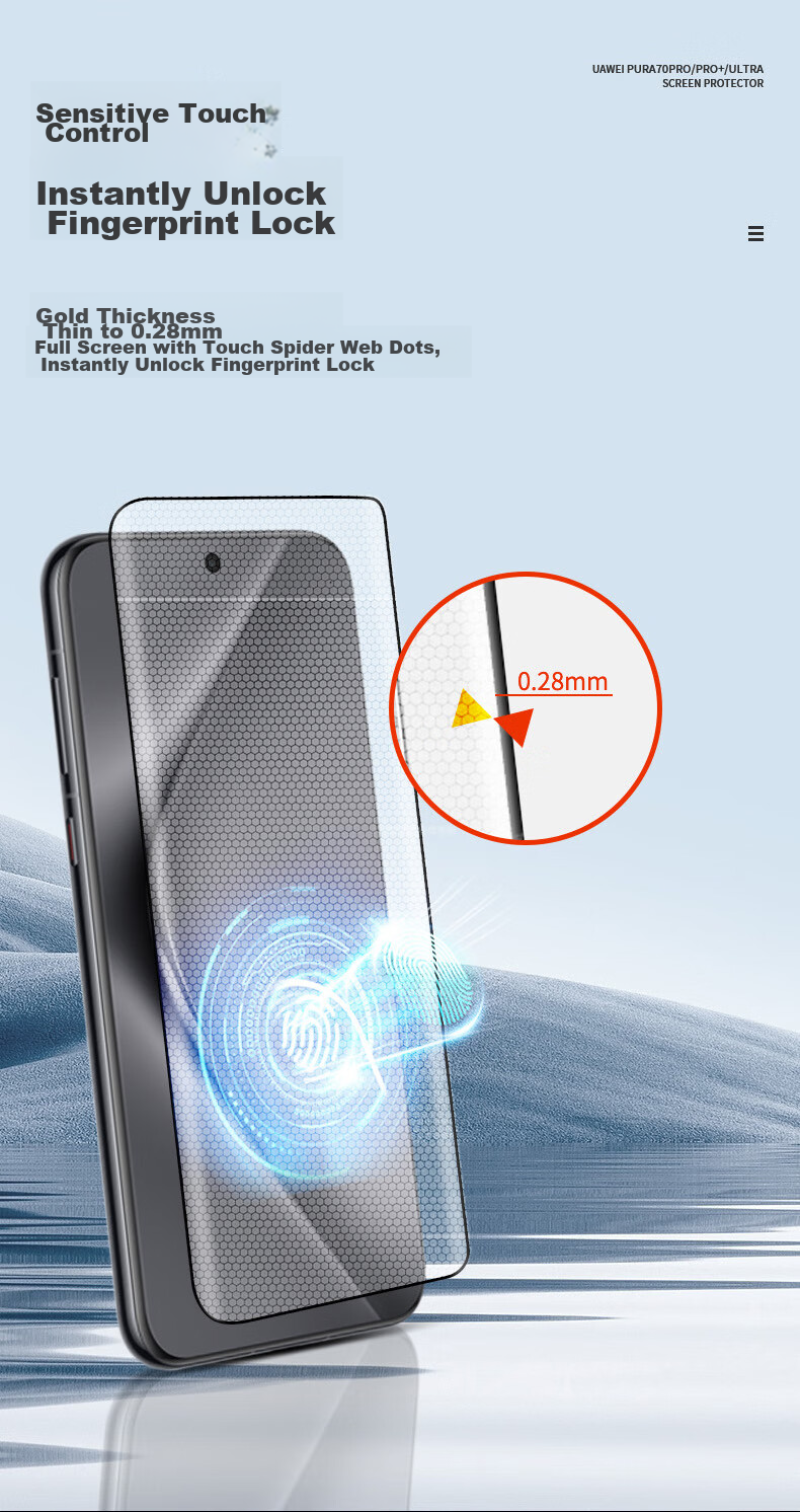 Защитное стекло LLUNC для Huawei Pura 70 Pro/Pro+, Full Coverage HD Ultra-Thin Shatterproof Anti-Fingerprint Protective Film