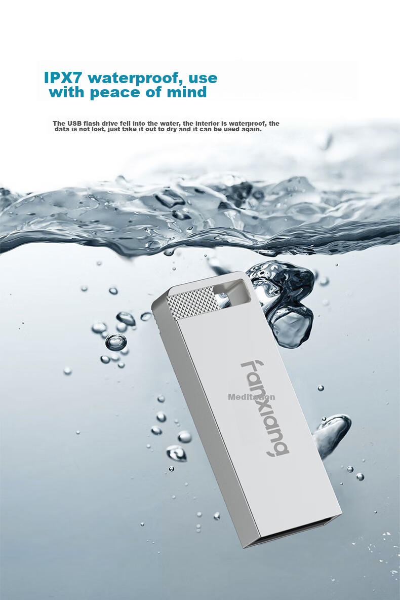 USB-флеш-накопитель FANXIANG F206, 512 МБ, USB 2.0, металлический корпус, водонепроницаемый, противоударный, серебристый