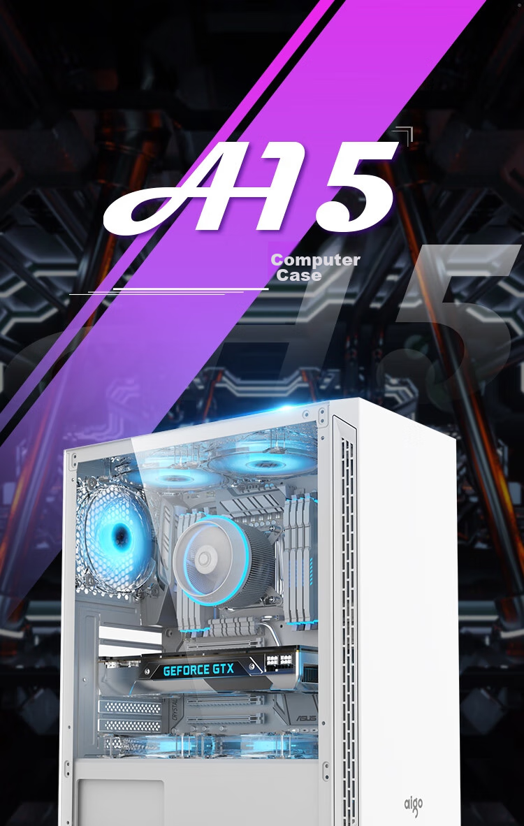 Компьютерный корпус Aigo A15 White, ATX, Mini-ITX, mATX, боковое окно, поддержка ATX, USB 3.0, радиатор 240 мм, широкий корпус