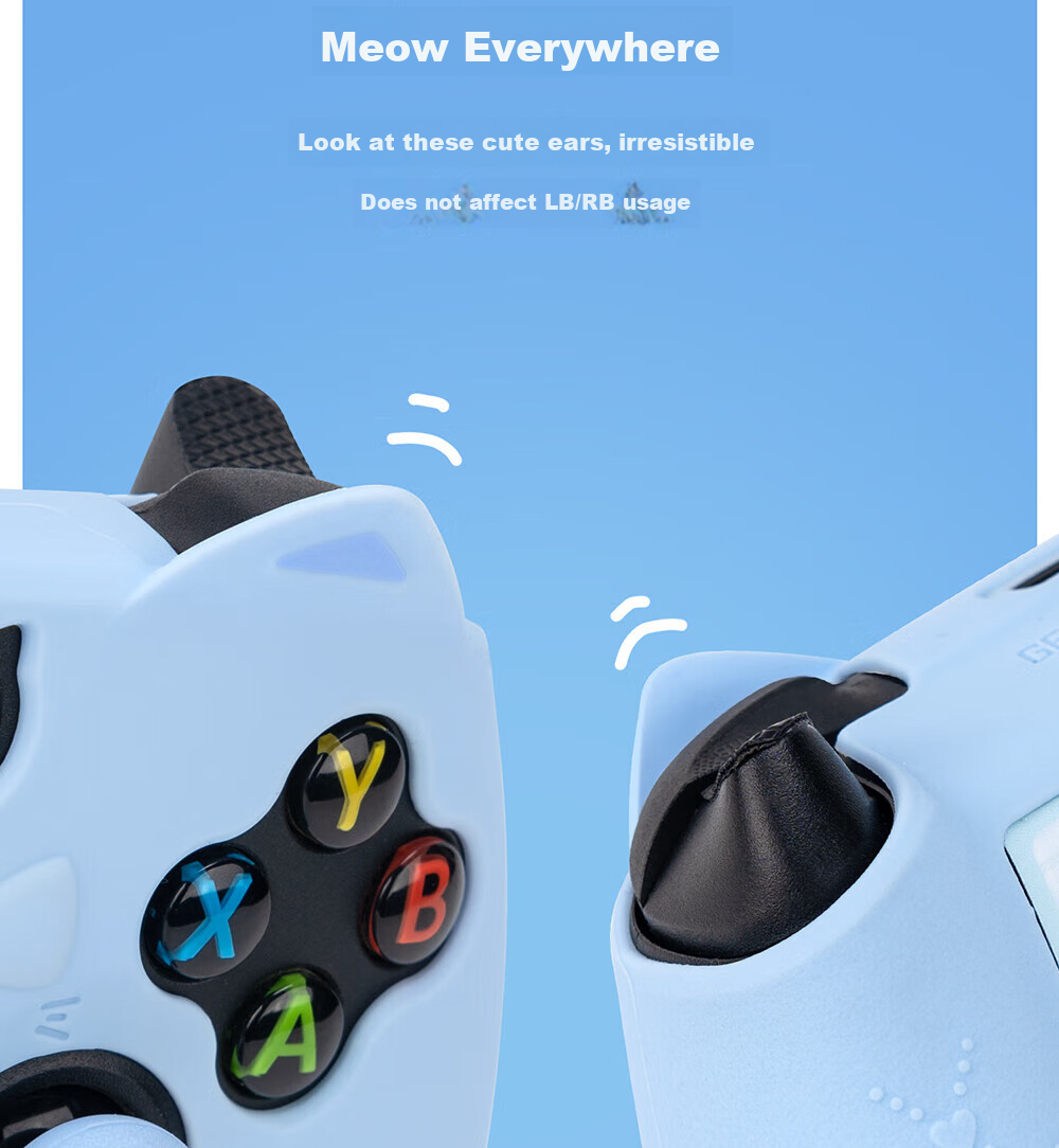 Чехол для геймпада Jixiang Xbox, зеленый, силиконовый, с колпачками для джойстика в виде кошачьей лапы