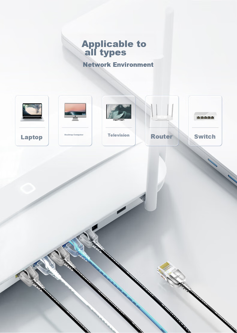 Сетевой кабель SAMZHE CAT6A Slim, чистая медь, 10 Gigabit, 1 метр, белый
