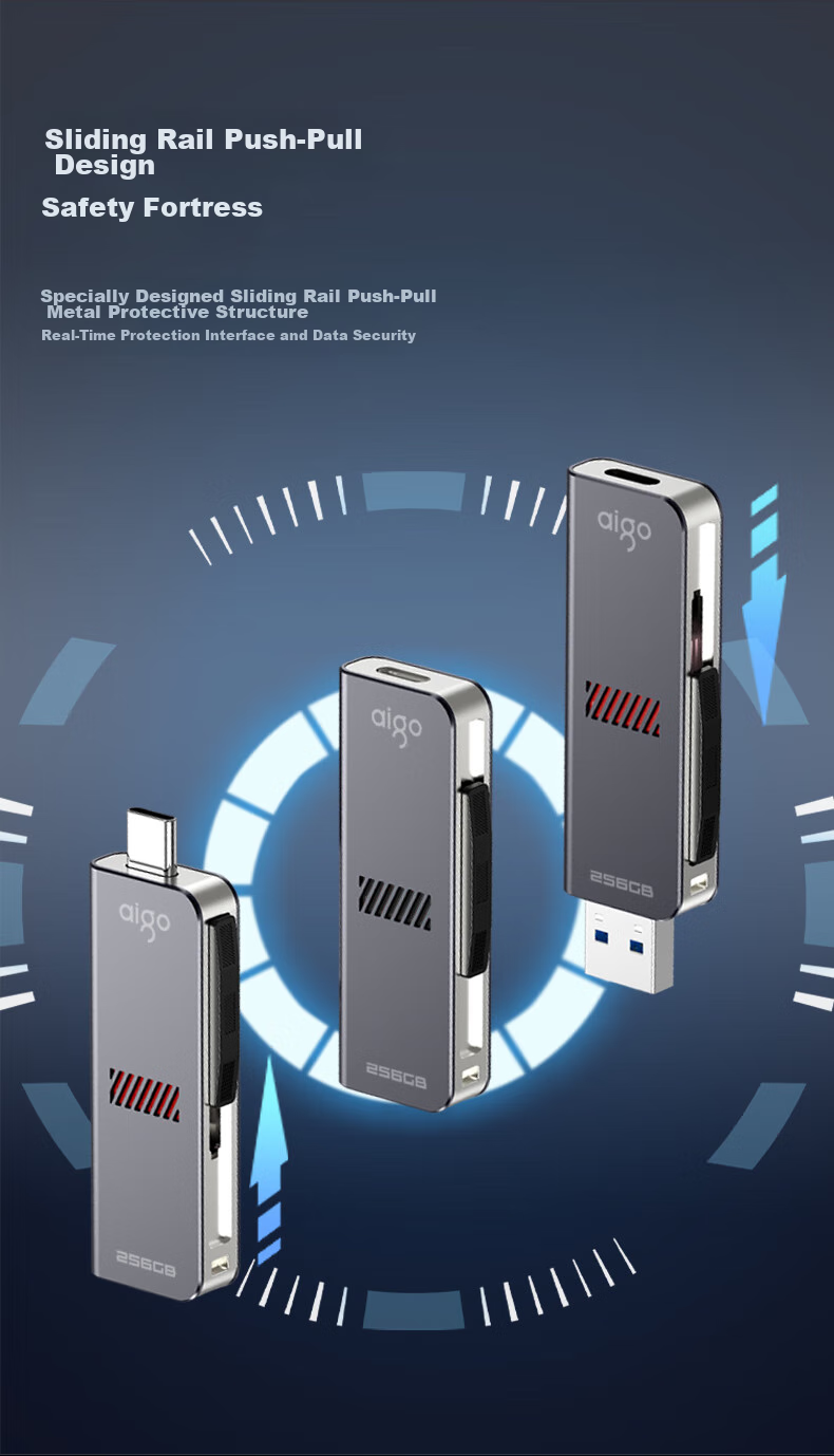 USB-накопитель Aigo U357, 128 ГБ, USB 3.2 Type-C, OTG, металлический корпус, высокая скорость чтения 440 МБ/с