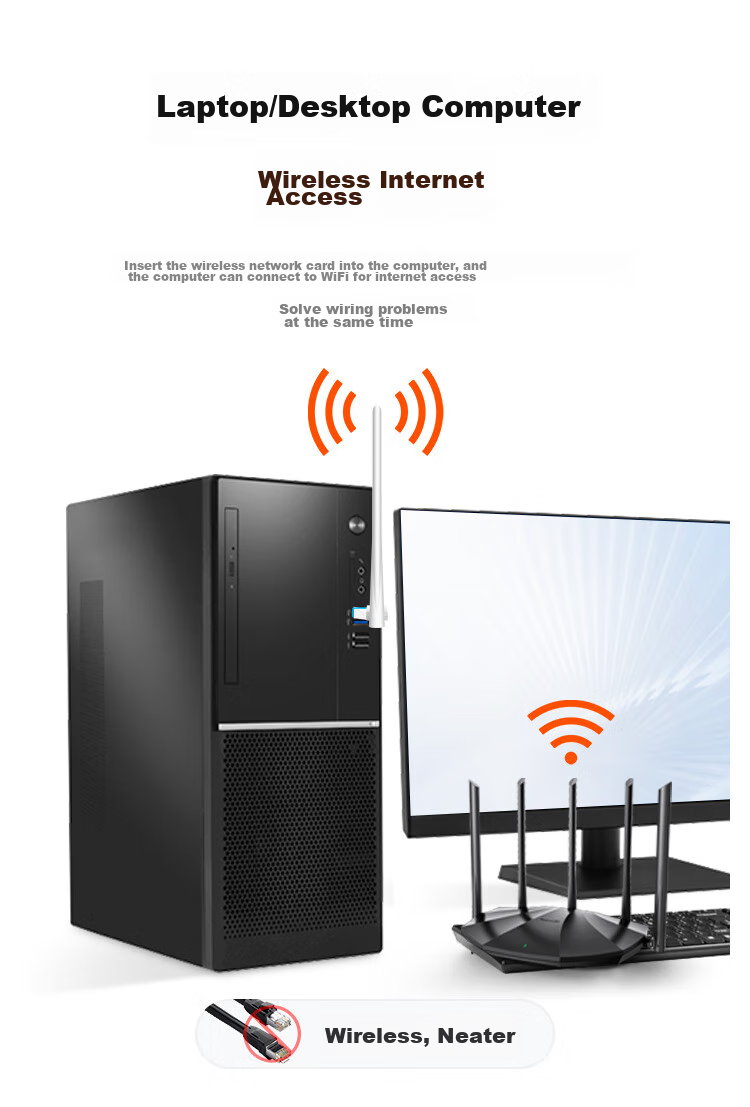 Tenda U2 V5.0 WiFi 6 USB беспроводной сетевой адаптер, 300 Мбит/с, внешний USB-адаптер Wi-Fi 6, высокопроизводительная антенна 6dBi, для настольных ПК и ноутбуков