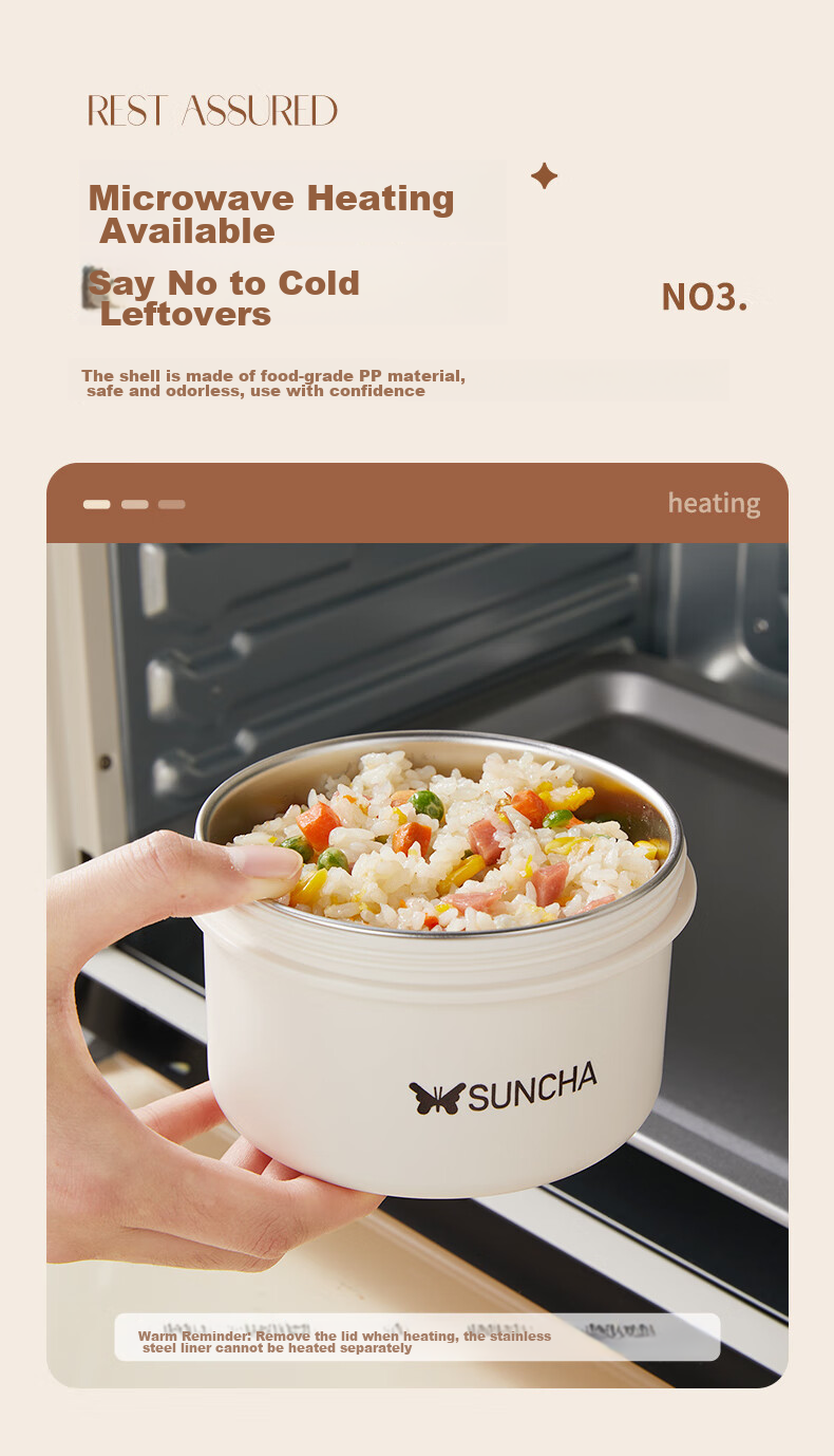 Контейнер для еды Suncha, нержавеющая сталь 316L, 2 слоя, 1 л + термосумка, подходит для офисных работников, студентов, микроволновой печи