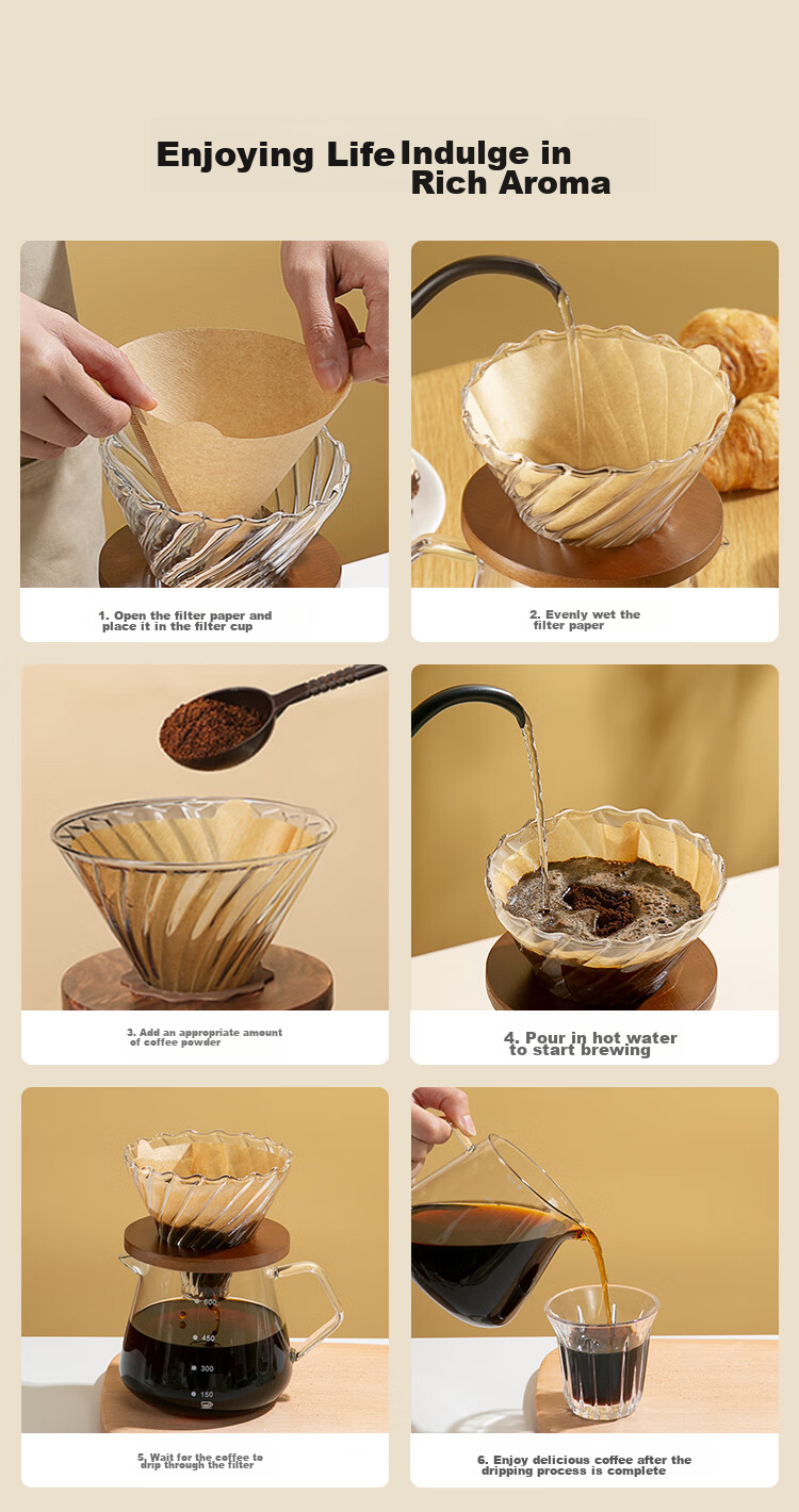 Бумажные фильтры для кофе JD Original V60-02, конусообразные, 100 шт.