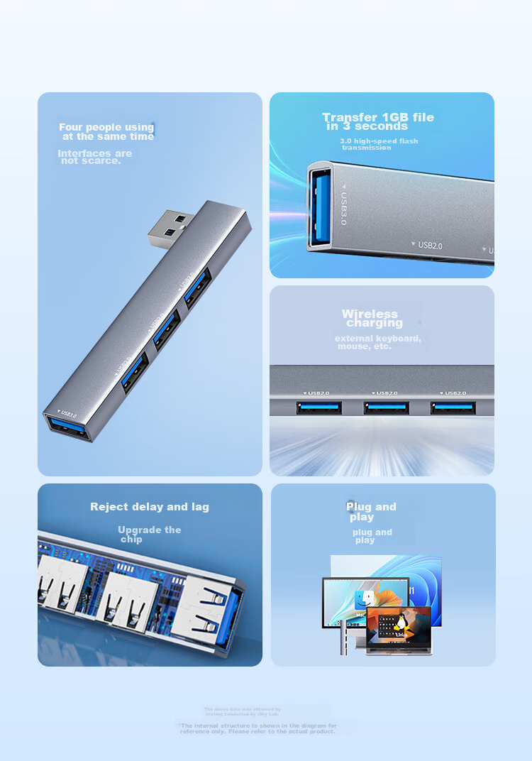 USB-хаб iSky, 4 порта USB 3.0, алюминиевый корпус, серый