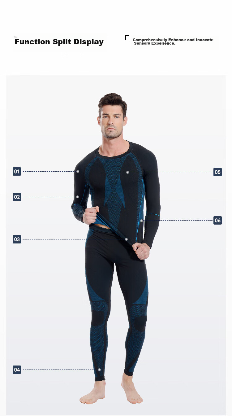 Термобелье Pelliot Sports для мужчин и женщин, высокая эластичность, отвод влаги, для лыжного спорта, быстросохнущее, компрессионный комплект 1856, черный, размер S