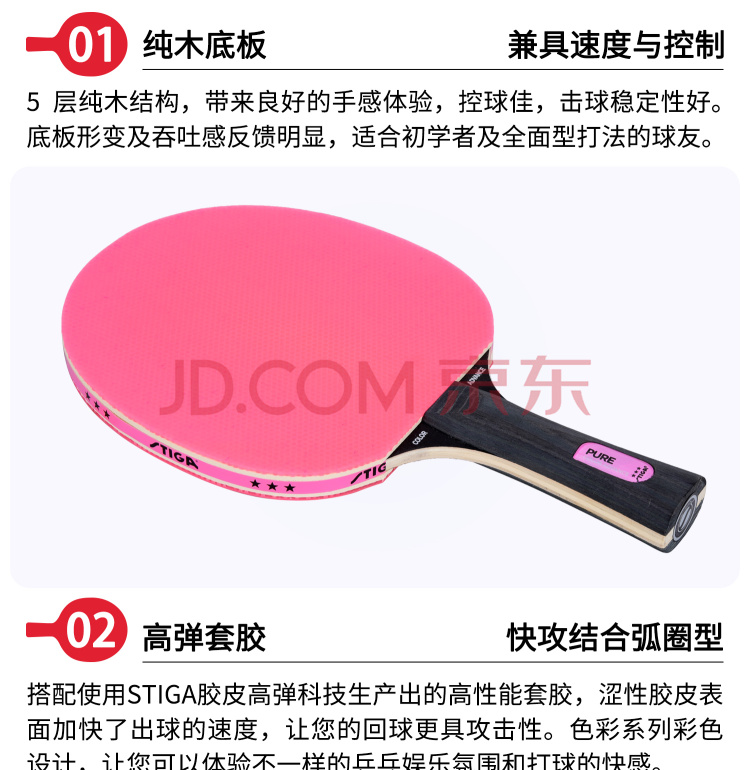 STIGA斯帝卡 PURE 粉色 细节展示 (1).jpg