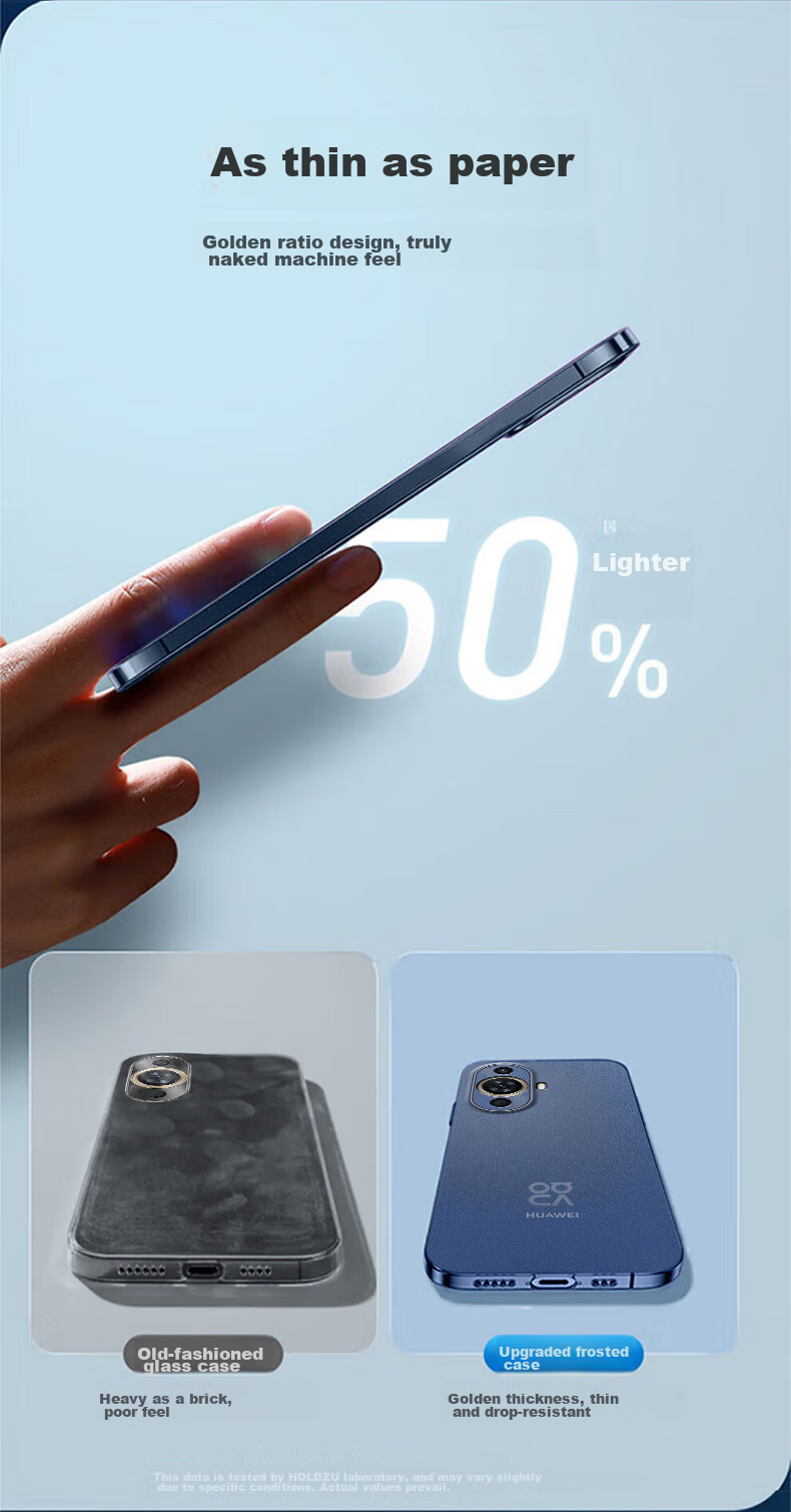 Чехол для Huawei Nova 11 HOLDZU [Без следов от пальцев] Прозрачный силиконовый, ультратонкий матовый, защита от падения, с защитой камеры, черный