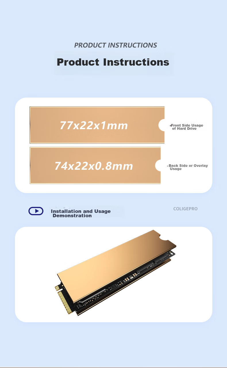 Радиатор JEYI iCopper-2 для M.2 SSD, чистая медь, NGFF, кулер для ноутбука PS5 SSD, термопаста