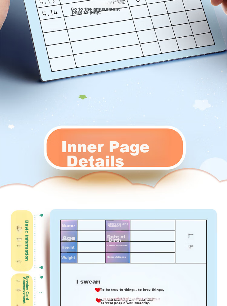 Книга для записей Yuhe Points Savings Book, детская книга для поощрений, блокнот для записи прочитанного, с печатью, набор из 10 штук, 4287