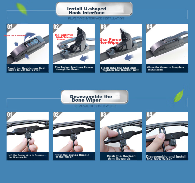 Комплект дворников Aoye для Chuanqi GS5 (2019-2021) / GS7 (2017-2019), безкаркасные, 24+18 дюймов