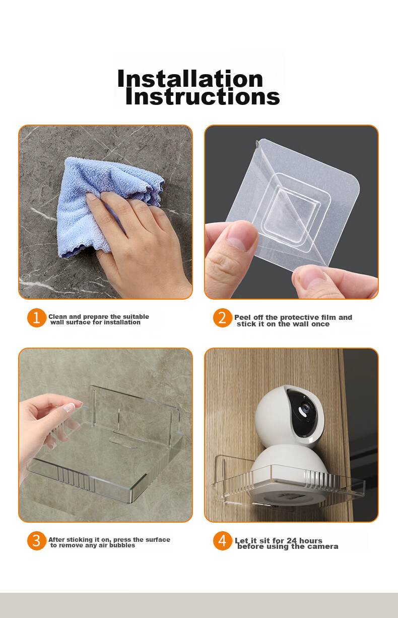 Крепление для камеры Trendsetter, 2 шт., без сверления, настенное, для Xiaomi, Huawei, 360, TP-LINK, YI, черное