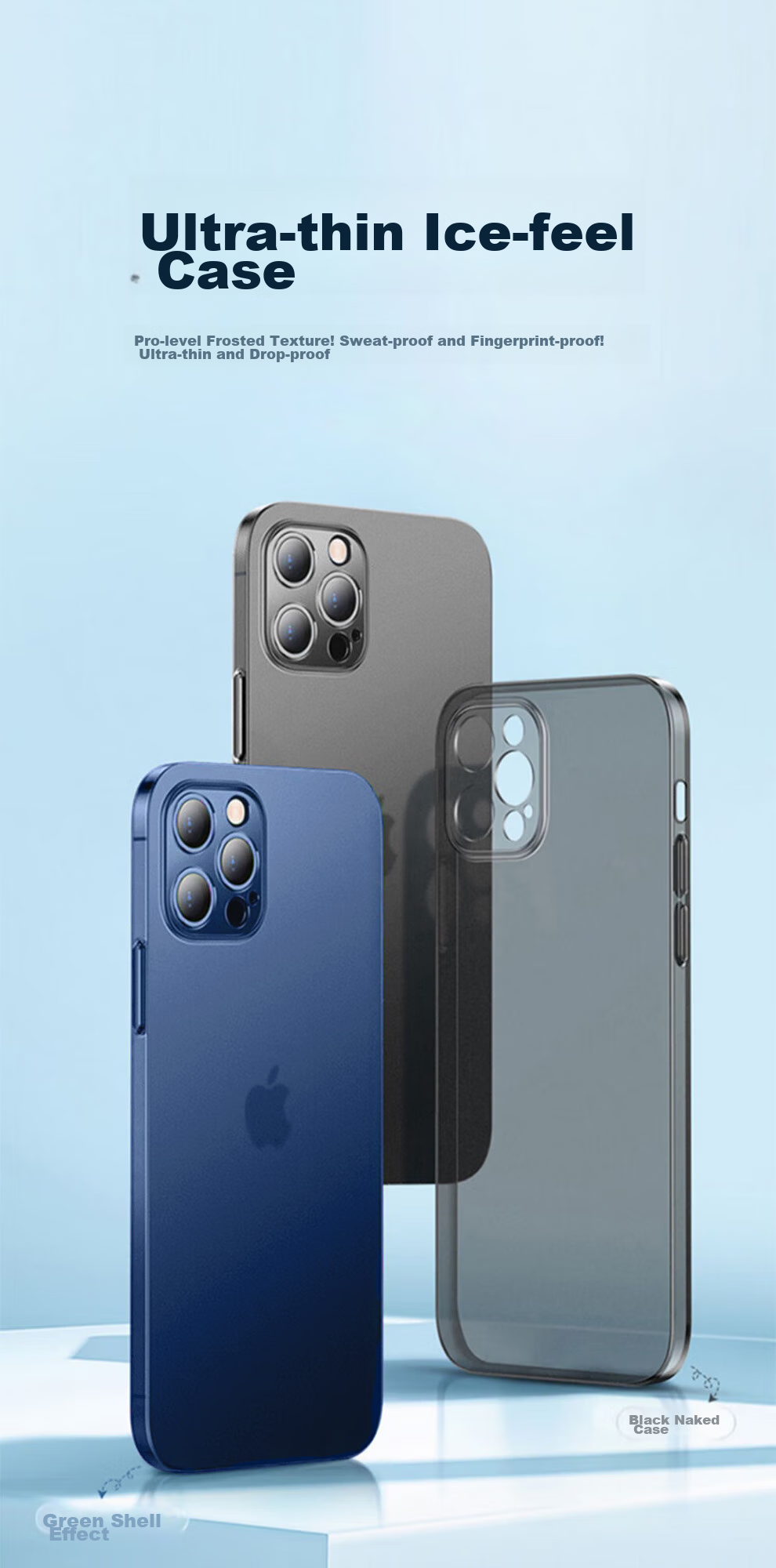 Чехол HOLDZU для Apple iPhone 15, противоударный, ультратонкий, матовый, с защитой камеры, черный