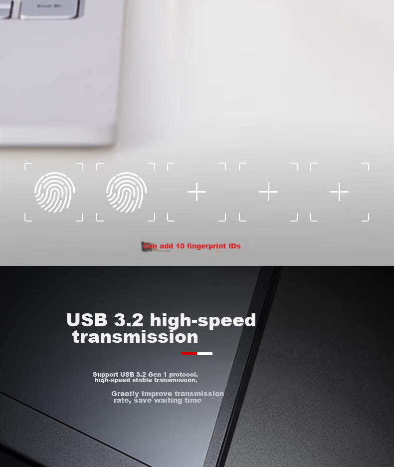 Thinkplus Lenovo 1TB Fingerprint Protection USB Flash Drive, USB3.2 с Type-C Dual Interface, Password Protection, Anti-Leakage, для телефонов и компьютеров, для офиса, серия FU100