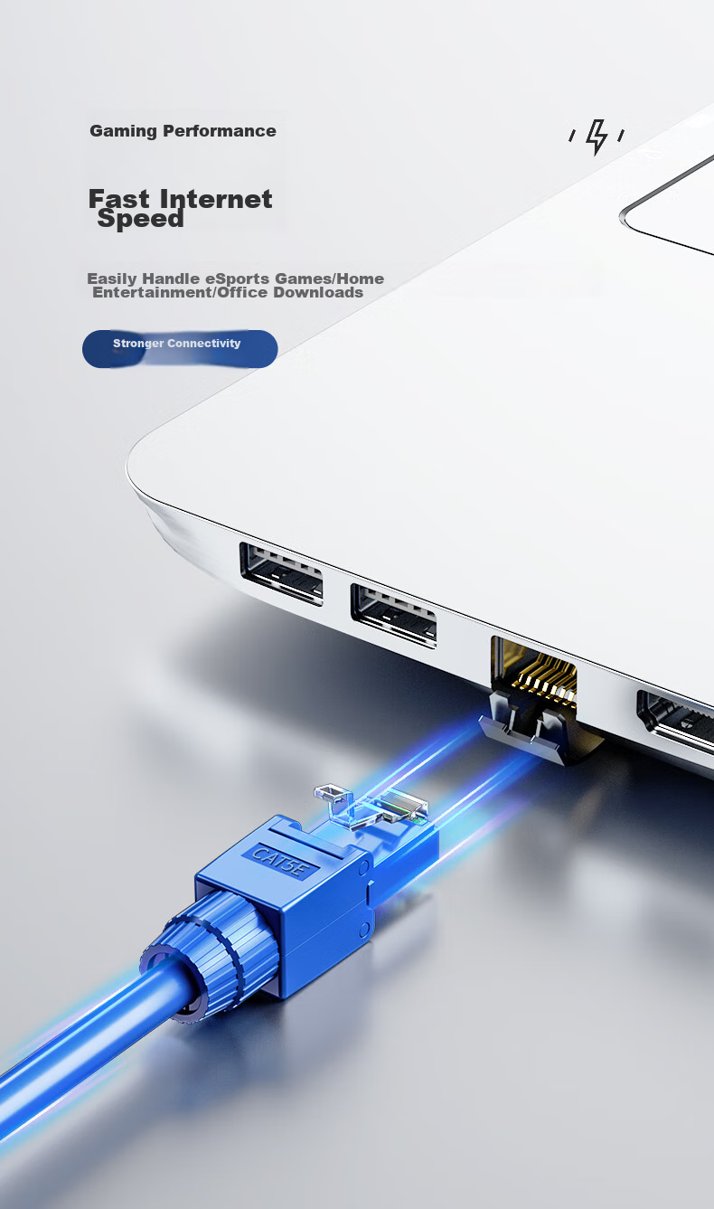 SAMZHE Cat5e Toolless Crystal Head, Engineering Grade 8P8C Punch-Down Free RJ45 Computer Network Cable Connector, Cat5e Toolless Network Connector, 2 Pieces MDSJ52