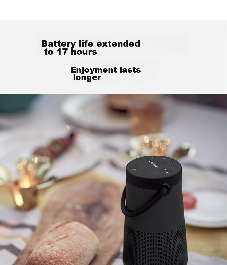 Портативная колонка BOSE SoundLink Revolve+ II, серебристая, 360-градусный звук, водонепроницаемая Bluetooth-колонка для компьютера и телефона, второе поколение