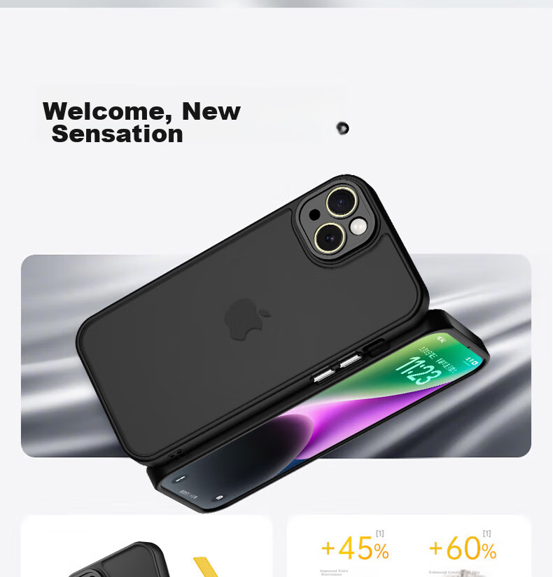 Противоударный чехол KEKLLE для iPhone 14 Plus, силиконовый, матовый, черный