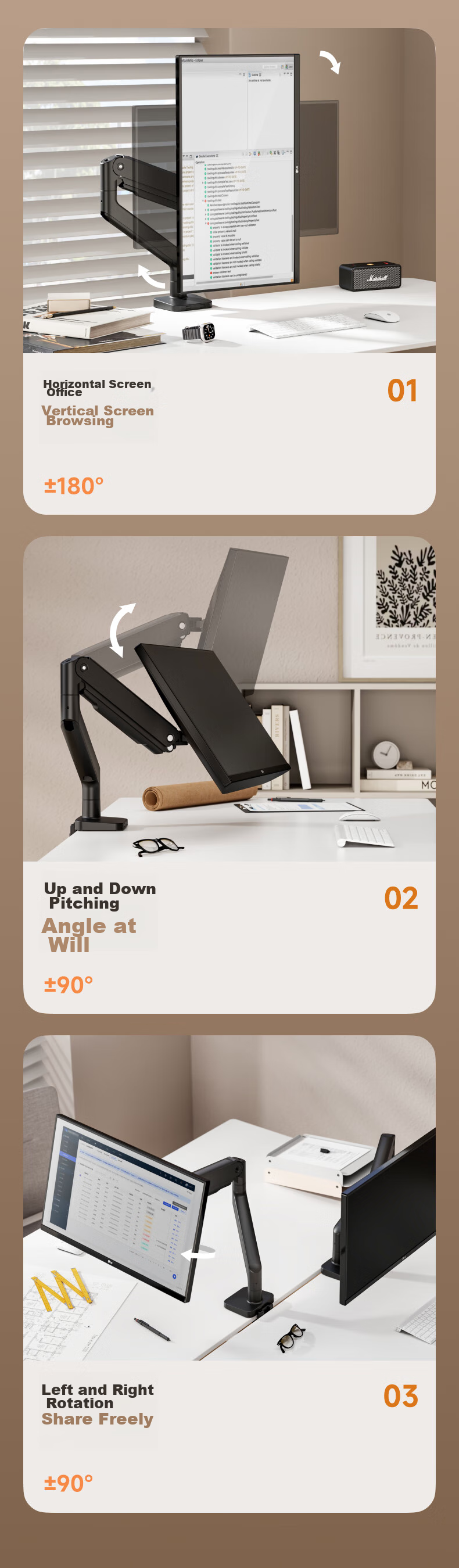 Кронштейн Brateck E560 для монитора, механический, черный, 17-45 дюймов