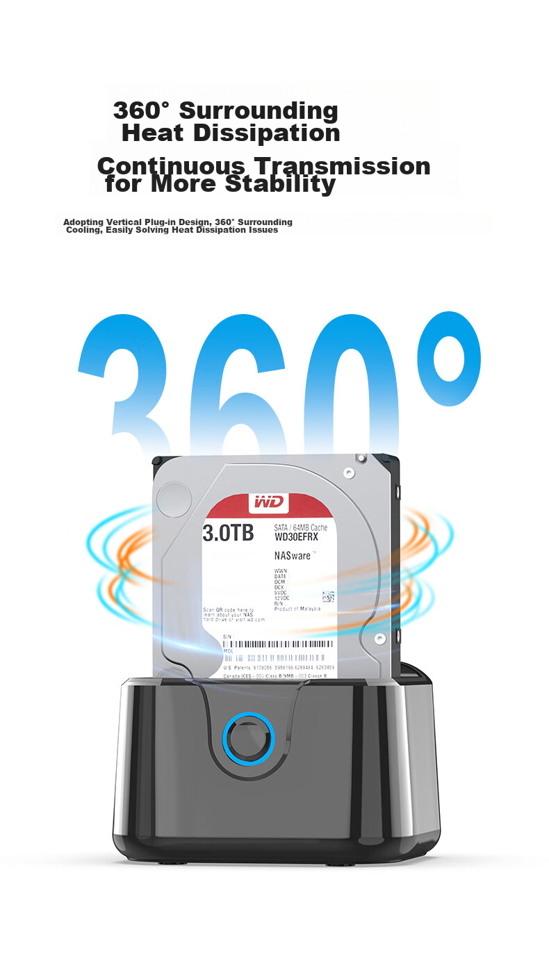 Внешний корпус для SSD/HDD GODO, USB 3.0, SATA, 2.5/3.5 дюйма, черный
