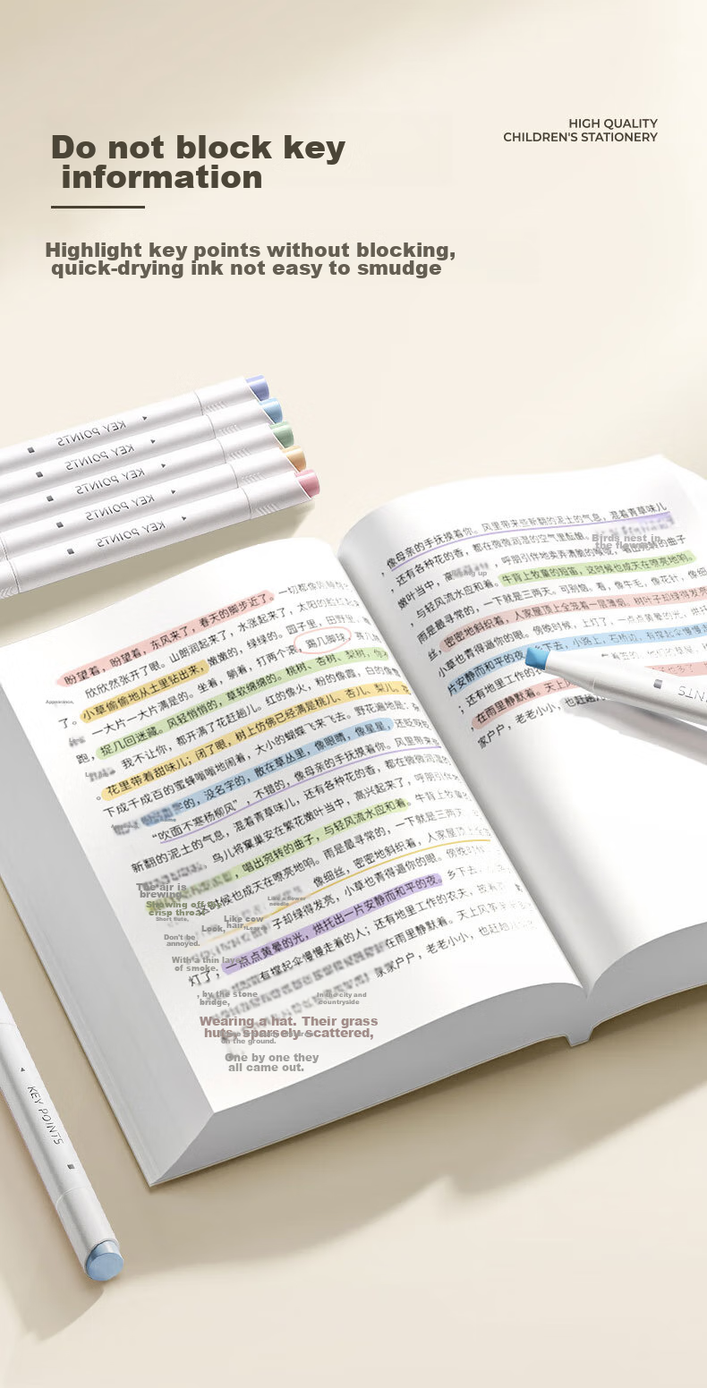 Маркеры-текстовыделители Jianfan, 5 цветов, набор из 5 шт., двойной наконечник, флуоресцентные, водорастворимые, для студентов, для ежедневников, подарок