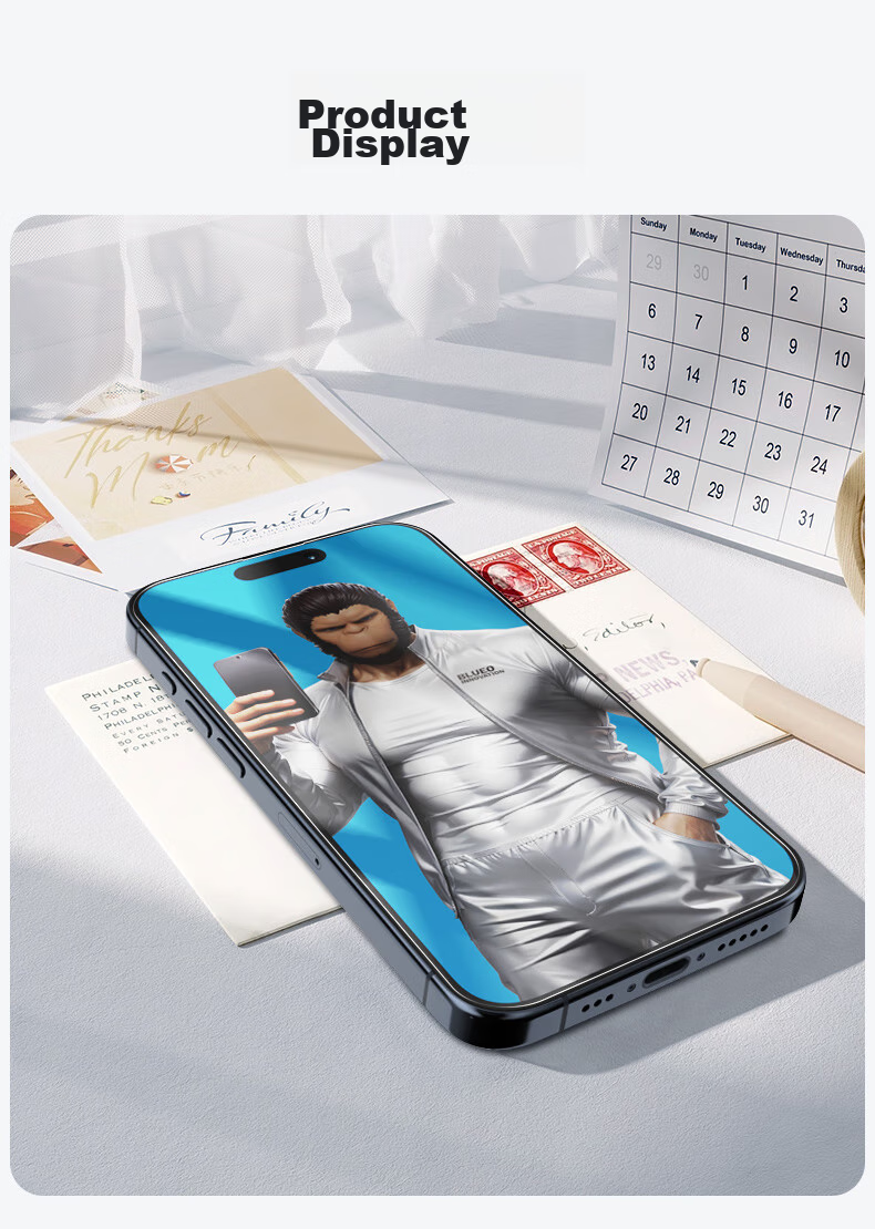 Защитное стекло для экрана Lanxingxiansheng для Apple iPhone 15 Pro Max, противоскользящее, пыленепроницаемое, с защитой от отпечатков пальцев