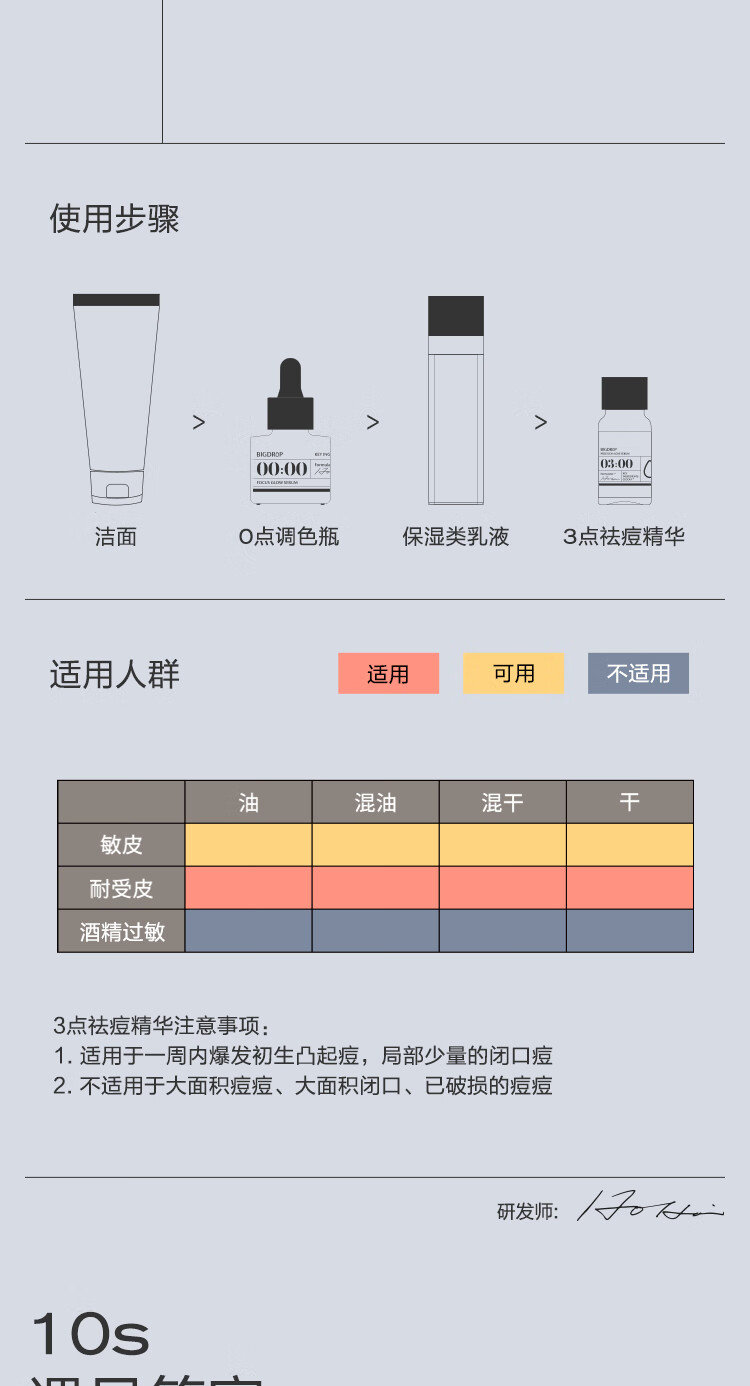 大水滴祛痘2.0调色组合水杨酸紧急祛痘淡化红印改善黯淡黯沉熬夜精华