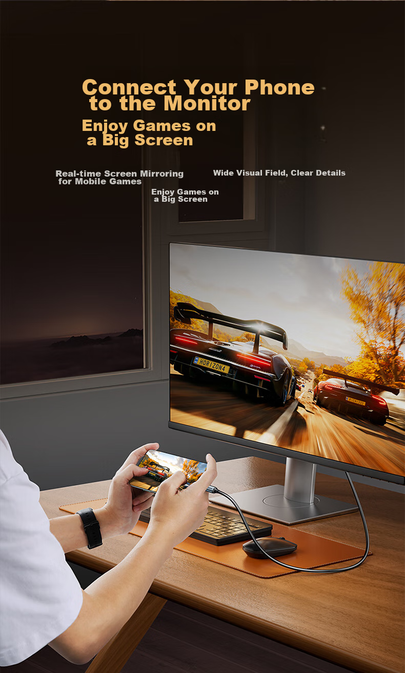Кабель SAMZHE Type-C - DP 1.4, Thunderbolt 4/5, USB-C адаптер, 8K60/2K360Hz, 1.5 метра