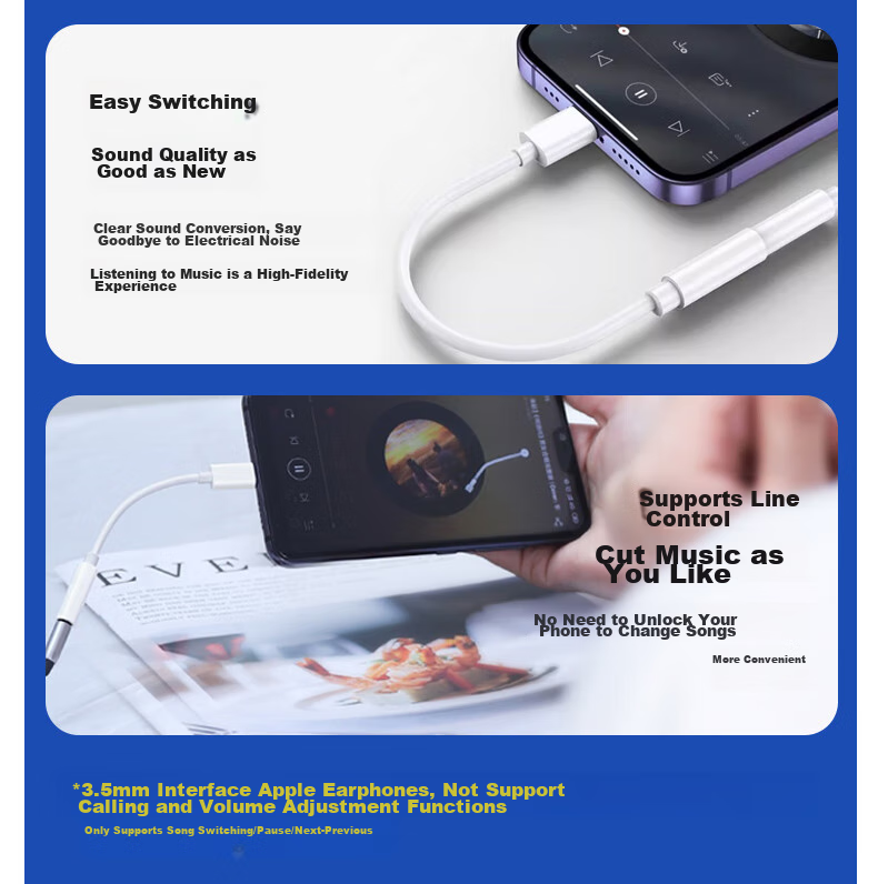 Адаптер Masentek Lightning на Type-C, конвертер для зарядки и передачи аудио, совместимый с наушниками и микрофоном iPhone