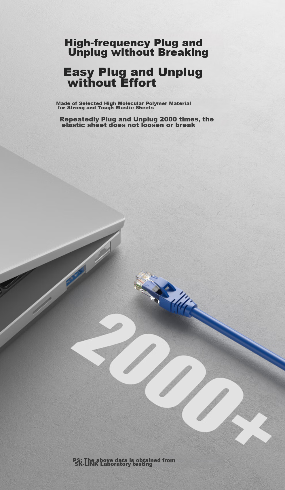 Сетевой кабель SK-LINK Cat6 Gigabit Ethernet, 2 метра, синий