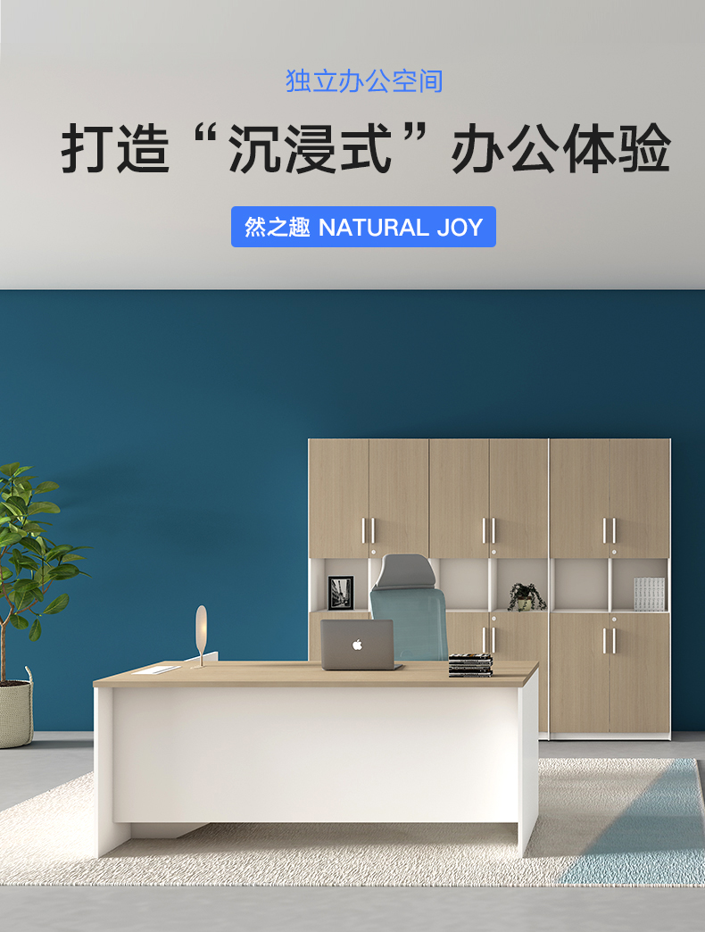 圣奥（sunon）然之趣办公室家具老板总裁主管经理桌大班台简约现代商用桌子 灰色1.8米双层柜