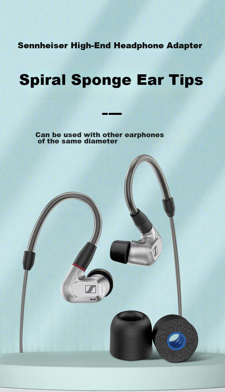 Masentek Насадки из пены с эффектом памяти для наушников Sennheiser IE900/200/300/600, мягкие хлопковые насадки 4.0, сменные защитные чехлы, средний размер, 1 пара