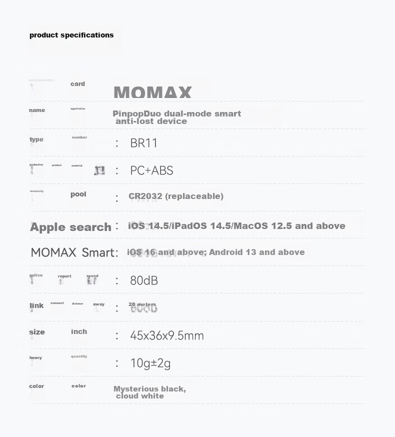 Трекер MOMAX BR11, сертифицированный Apple, для поиска и защиты от потери, совместим с iPhone, Xiaomi, Huawei, точное позиционирование для детей, домашних животных, пожилых людей, багажа и автомобилей