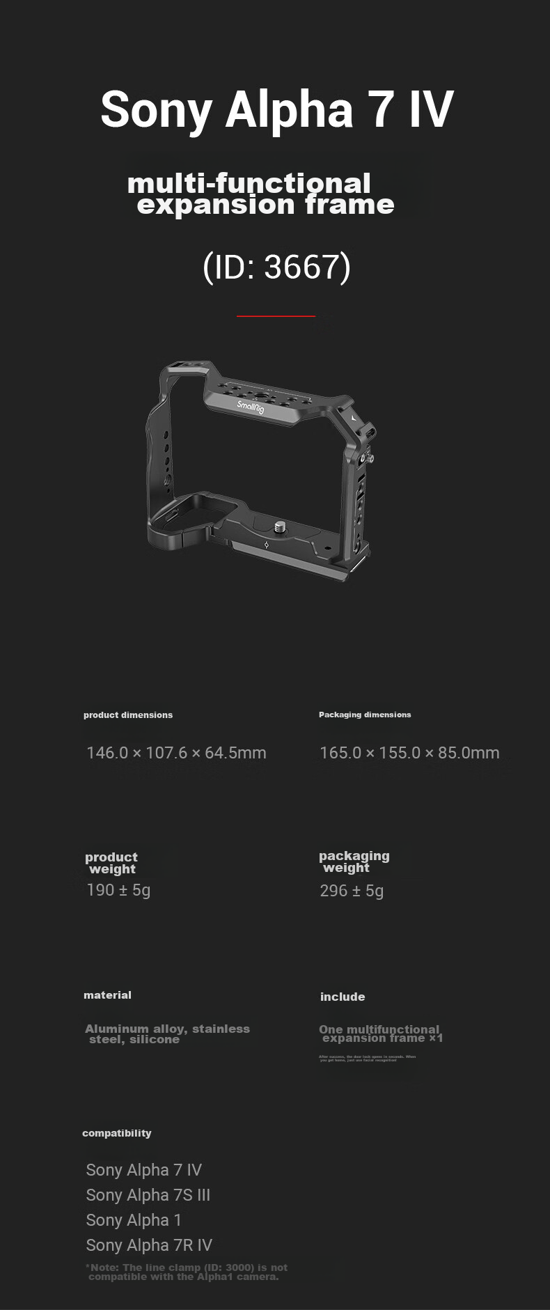 Комплект для расширения камеры SmallRig 3667B, клетка для Sony A7m4/A74/A7S3/A7R5/A1, полнопокрывный каркас, аксессуары для фотосъемки