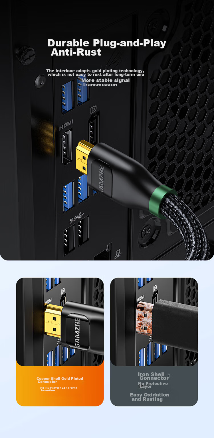 Кабель SAMZHE HDMI версии 2.0, цифровой кабель высокой четкости 4K, 3D видеокабель, кабель для подключения ноутбука к телевизору, проектору, монитору, черный, 10 метров, BK-100