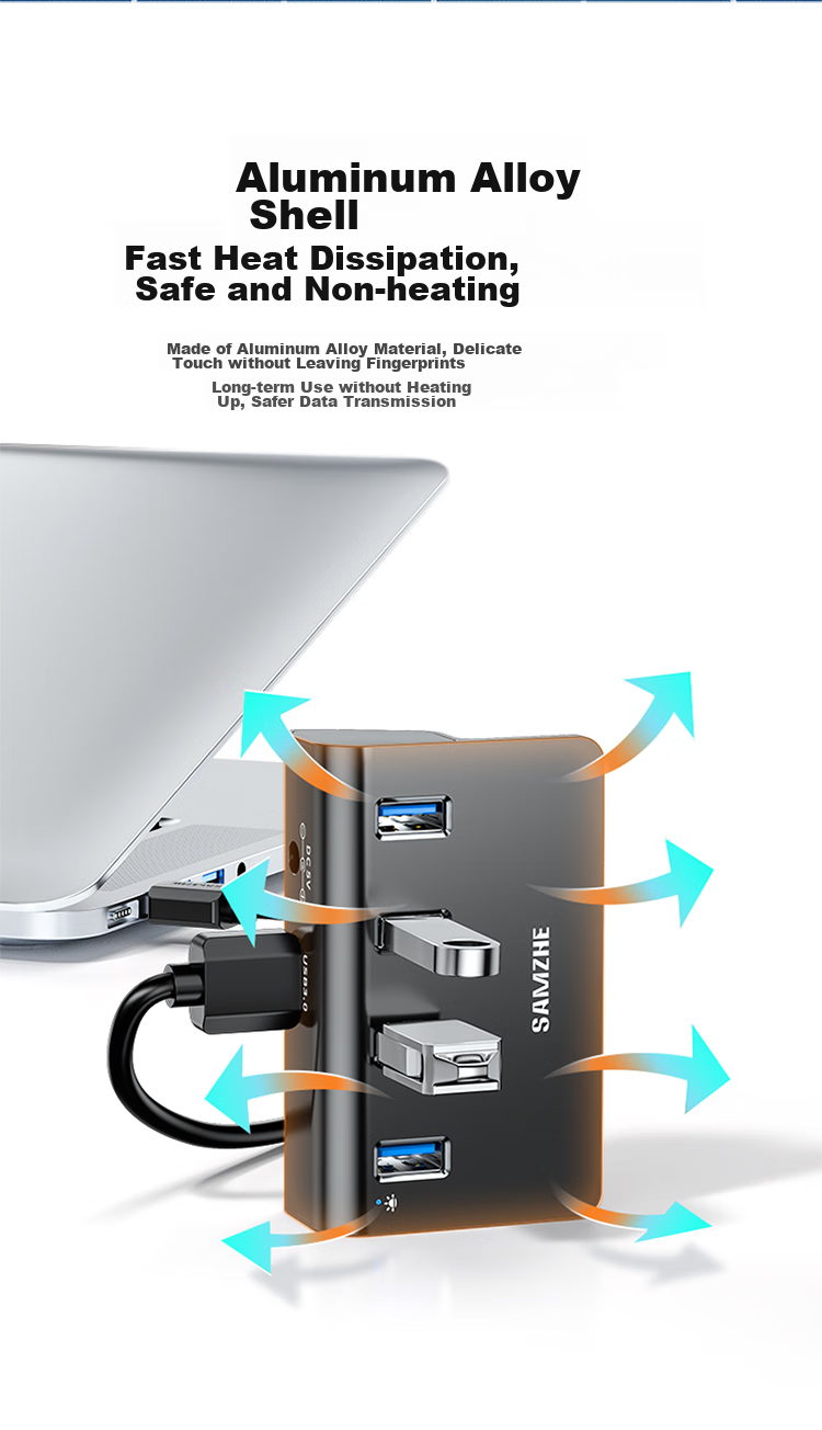USB-концентратор SAMZHE JXQ-H04, 4 порта USB 3.0, алюминиевый сплав, высокоскоростной