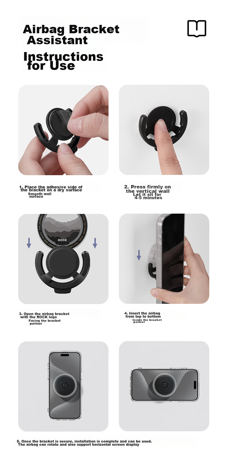 Магнитный держатель для телефона ROCK Airbag Transparent Black