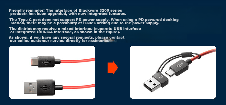 Гарнитура PLANTRONICS polyC3210USB-C/A, односторонняя, с двойным интерфейсом, для колл-центров, офисная, подключается напрямую к компьютерам с встроенным управлением