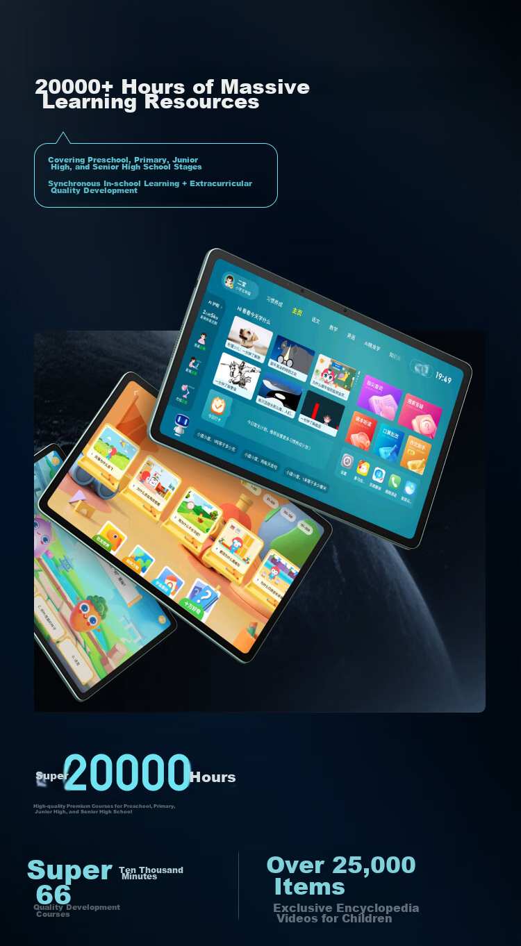 Учебный планшет Xiaodu Z30 (8+256 ГБ) с функцией ИИ-репетитора, синхронизацией с облаком Baidu, помощью с домашними заданиями, поддержкой исследований, онлайн-уроками и точным обучением.