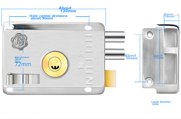 Замок для входной двери HOTUN 9698, антикражный, для деревянных и железных ворот, правое открывание, класс C