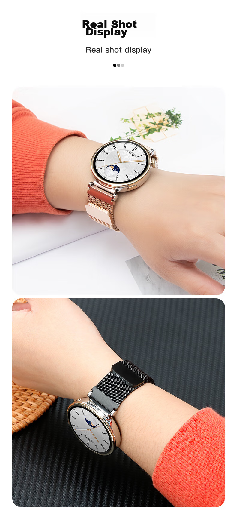 Ремешок Weiqiantu Milanese Magnetic Strap для Huawei GT6/GT5/5pro/GT4/WATCH5, женский, черный, 41мм | 18MM