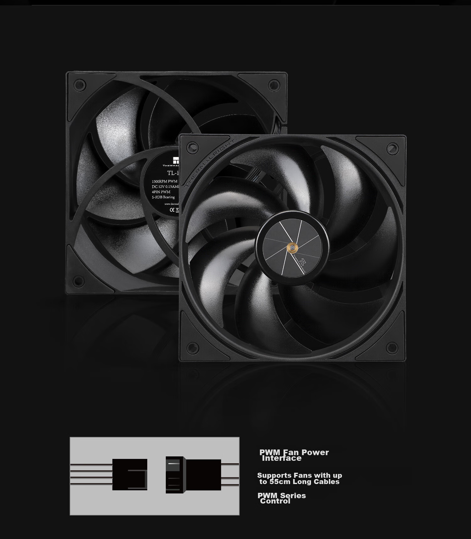 Компьютерный вентилятор Thermalright TL-P12, 12 см, PWM, 1500 об/мин, подшипник S-FDB, 4PIN PWM