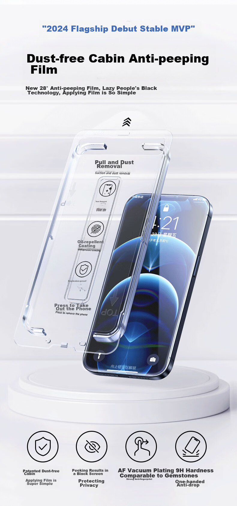 Защитное стекло для экрана DIVI для Apple iPhone 12 Pro Max, противоударное, антибликовое, антишпионское, 2 шт.